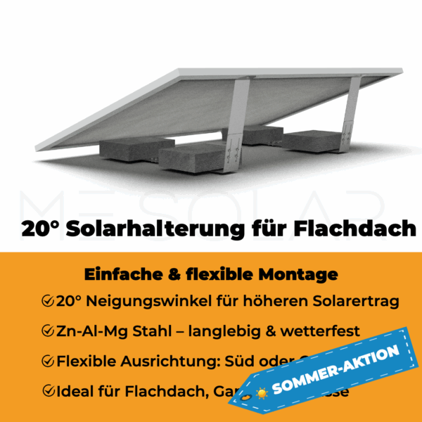 MonoFix 20° Flachdach PV Aufständerung Garten ballastiert Zn-Al-Mg