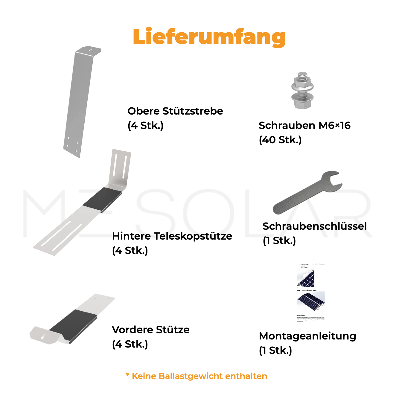 MonoFix 20° Flachdachhalterung Zn-Al-Mg für 2 PV-Module–ballastierte Montage – Bild 4