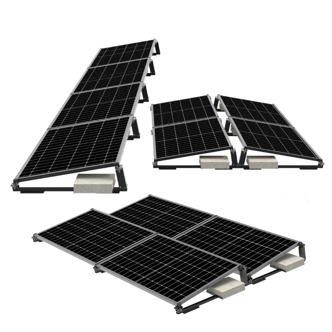 PreFix4 Montage-Set Flachdach, für 4 PV-Module, schwarze Farbe, 30% Vormontiert – Bild 4