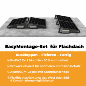 PreFix2 Montage-Set Flachdach, für 2 PV-Module, schwarze Farbe, 30% Vormontiert
