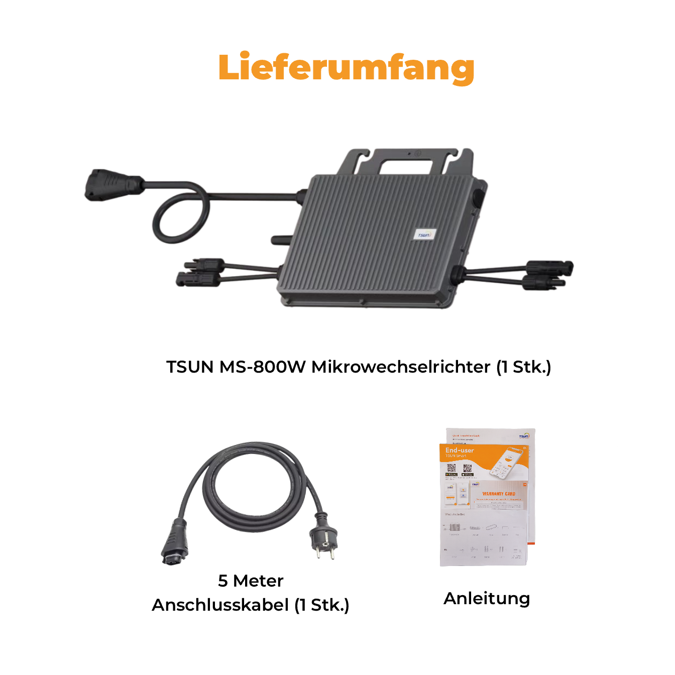 Tsun Mikrowechselrichter TSOL-MS800, WLAN, inkl. 5 Meter AC Schlusskabel – Bild 4