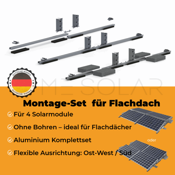 Montage-Set Flachdach, für 2*2 PV-Module