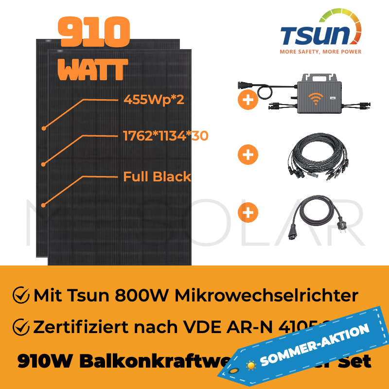 910Wp Balkonkraftwerk mit Tsun Mikrowechselrichter MS800 (nur für Selbstabholer)