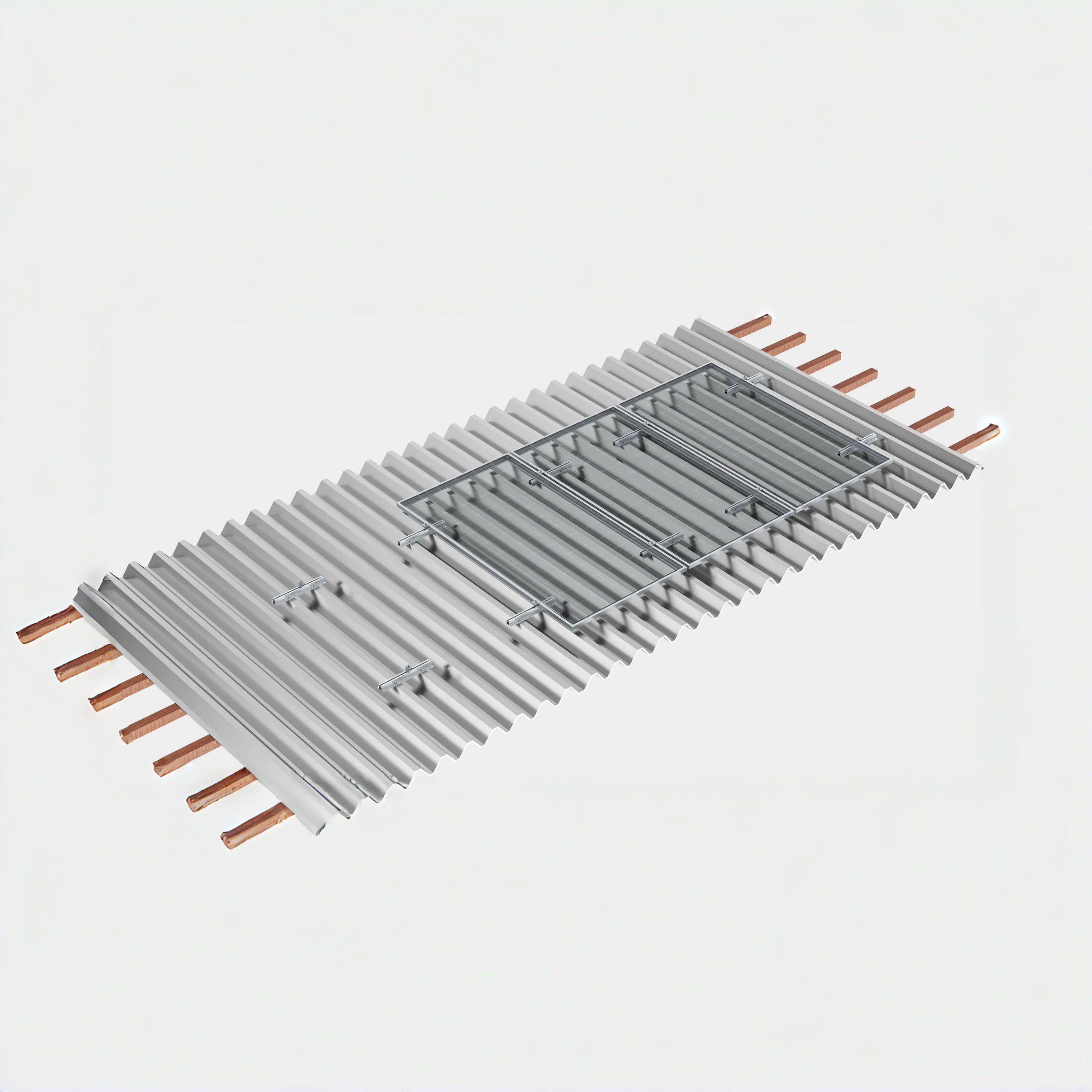 Kurzschiene Montage-Set für Trapezblech, 1*4 PV-Module (nebeneinander) – Bild 3