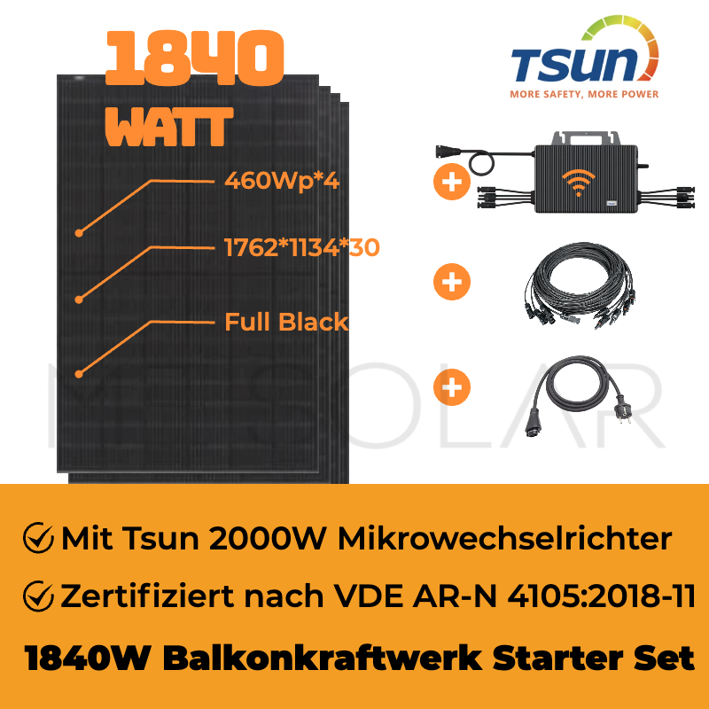 1840Wp Balkonkraftwerk mit Tsun Mikrowechselrichter MS2000
