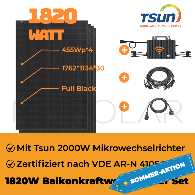 1820Wp Balkonkraftwerk mit Tsun Mikrowechselrichter MS2000