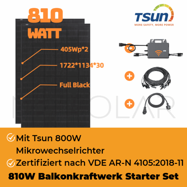 810Wp Balkonkraftwerk mit Tsun Mikrowechselrichter MS800