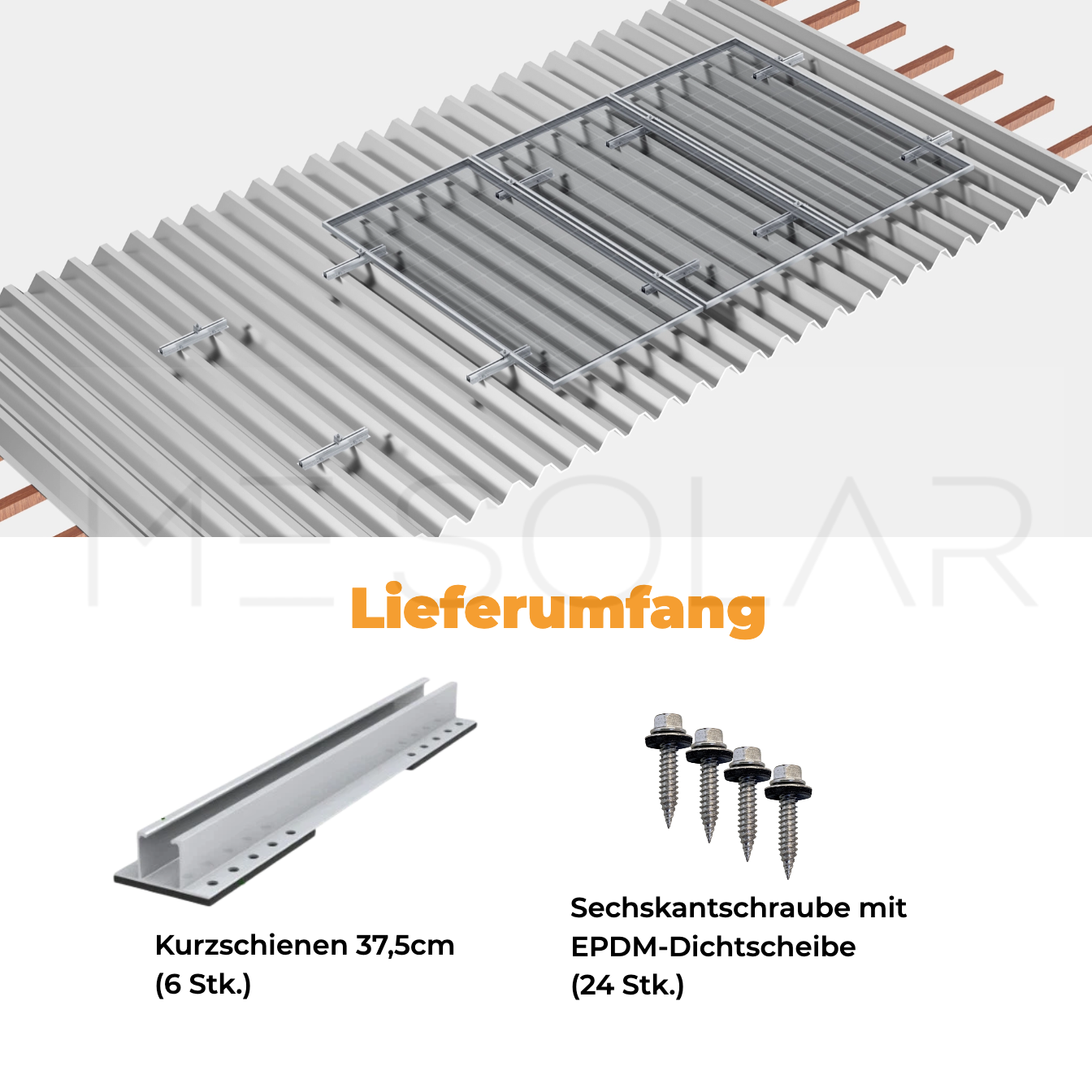 Kurzschiene für Trapezblech, mit Lochbild und EPDM – Bild 3