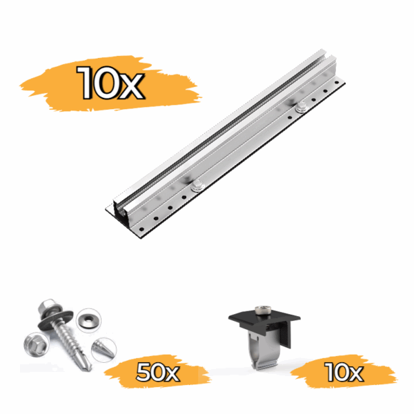 Kurzschiene Montage-Set für Trapezblech, 1*4 PV-Module (nebeneinander)