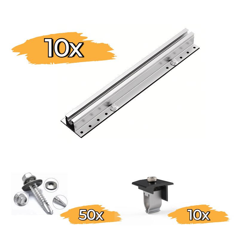 Kurzschiene Montage-Set für Trapezblech, 1*4 PV-Module (nebeneinander)