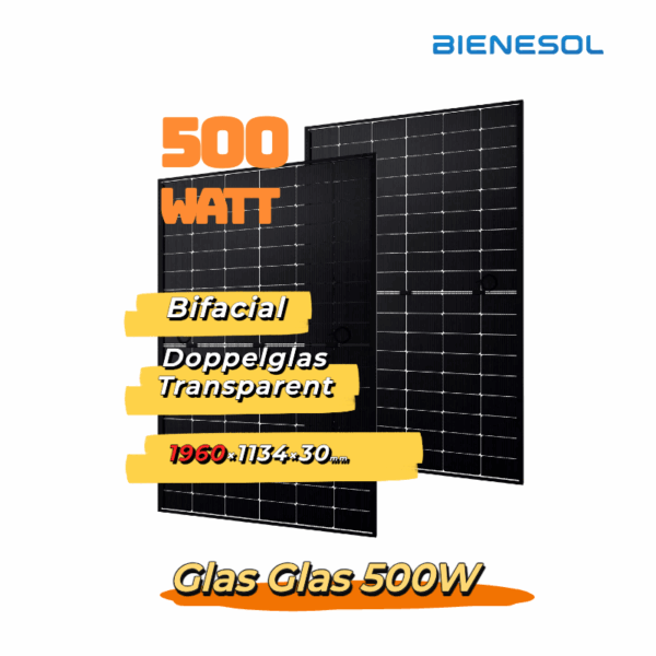 Bienesol 500W Bifazial Glas-Glas Full Black PV-Modul (Mindestabnahme 4 Stück)