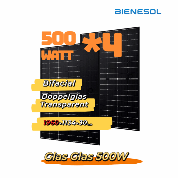 Bienesol 500W Bifazial Glas-Glas Full Black PV-Modul (Mindestabnahme 4 Stück)