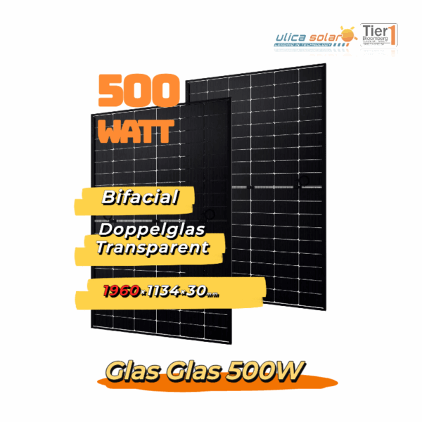 Ulica 500W Bifazial Glas-Glas Full Black PV-Modul (Mindestabnahme 4 Stück) (Kopie)
