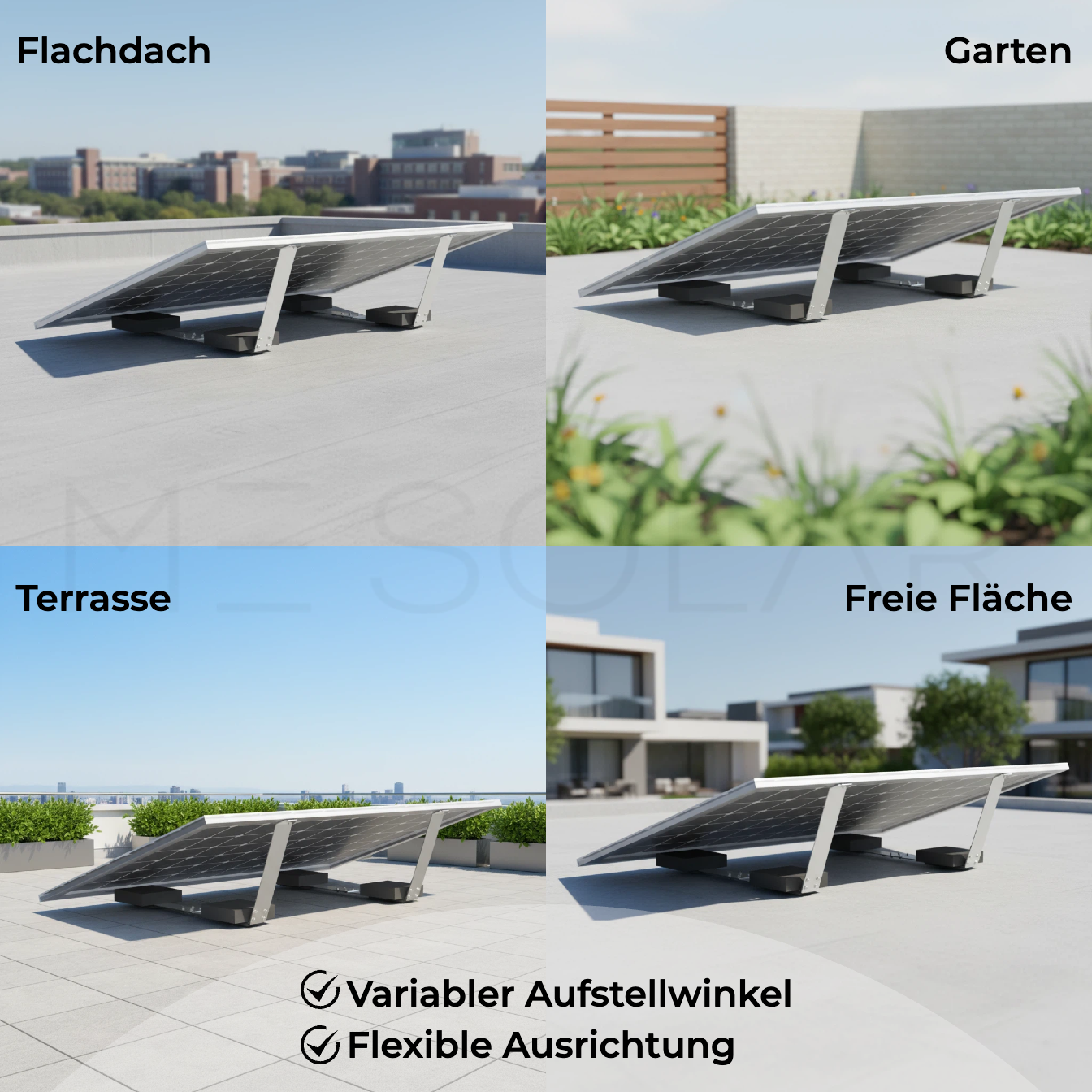 MonoFix 20° Flachdach PV Aufständerung Garten ballastiert Zn-Al-Mg – Bild 3