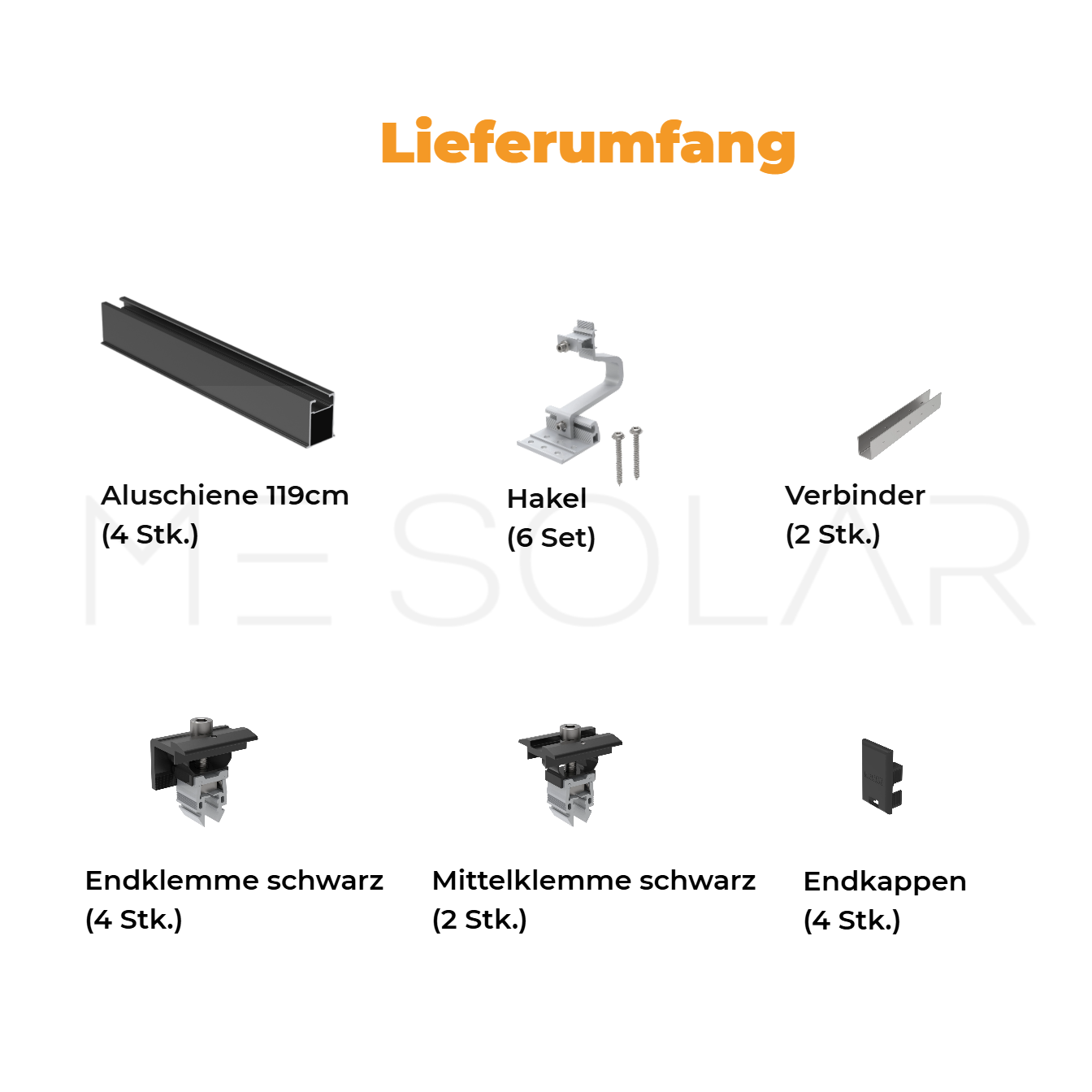 Ziegeldach Montage-Set, schwarze Solarhalterung für 2 PV-Module – Bild 6