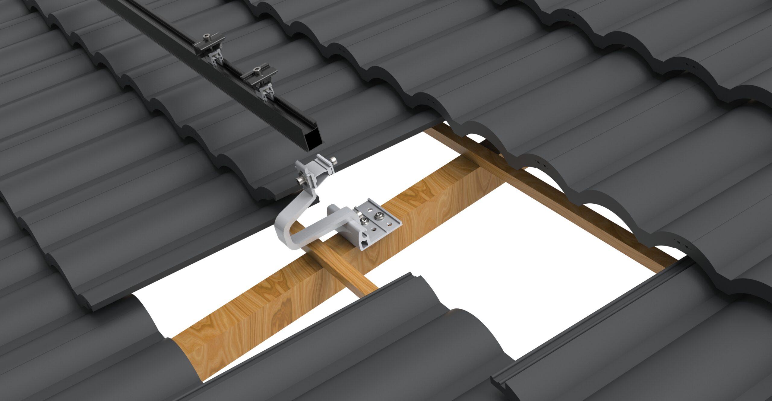 Ziegeldach Montage-Set, schwarze Solarhalterung für 2 PV-Module – Bild 3